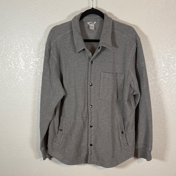 Duluth Trading Co Gray Relaxed Fit Snap Shacket Size Large - Picture 1 of 7